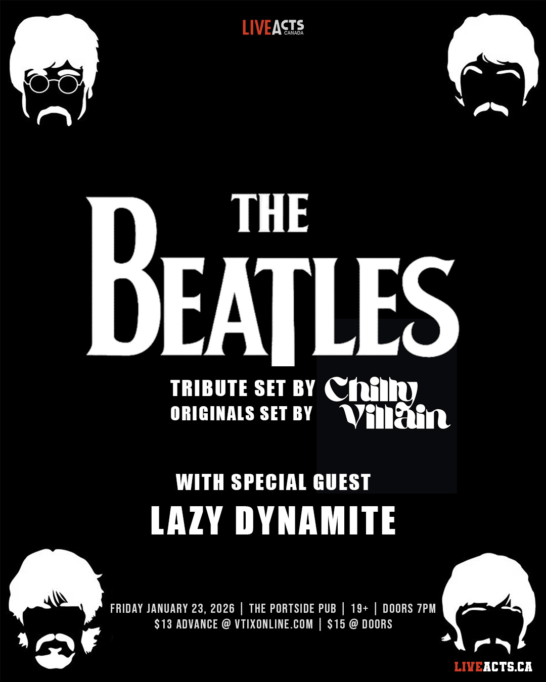 Chilly Villain performing The Beatles with Special Guest Lazy Dynamite